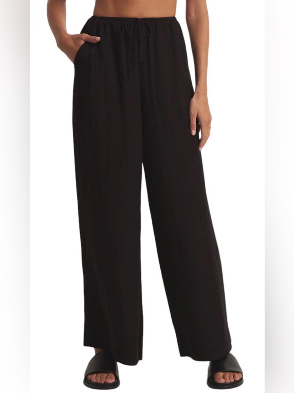 NWT Z Supply Soleil Black Wide Leg Drawstring Pants